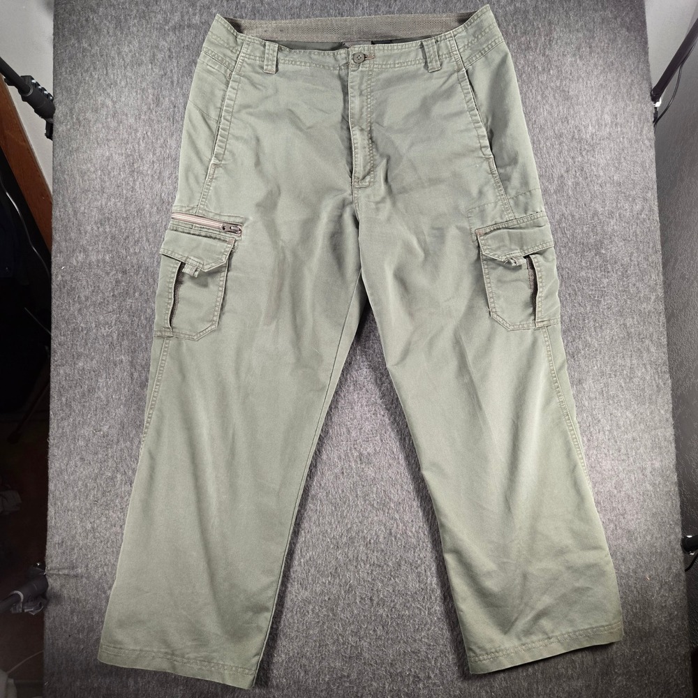 REI Cargo Pants Mens 36x32 Green Organic Cotton Blend Hiking Gorpcore